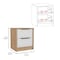 Tuhome Kaia Nightstand, Two Drawers, Metal Handle, White/Pine MBC4763 - alternate 6